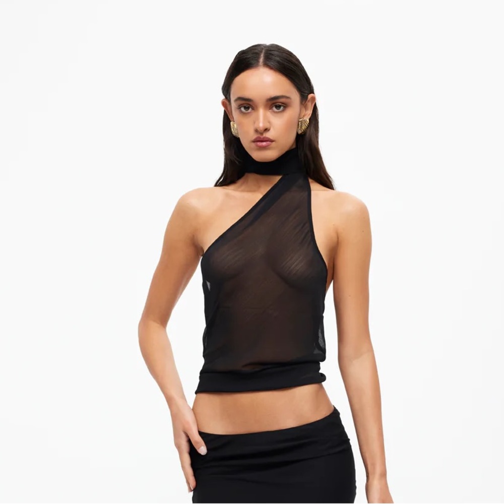 LIONESS sheer scarf tie top